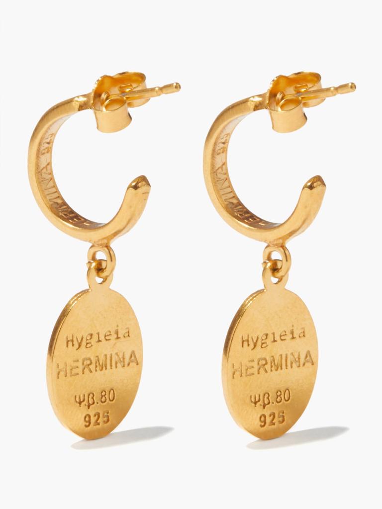 Hygieia coin-charm gold-plated hoop earrings商品第4张图片规格展示