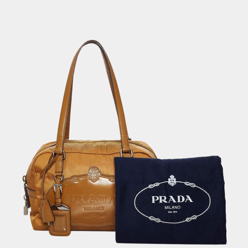 Prada Orange Canapa Logo Tessuto Shoulder Bag商品第8张图片规格展示