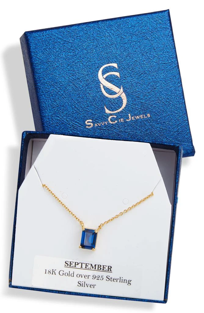 商品Savvy Cie Jewels|Vermeil Emerald Cut CZ Birth Stone Box Cut Necklace,价格¥188,第5张图片详细描述