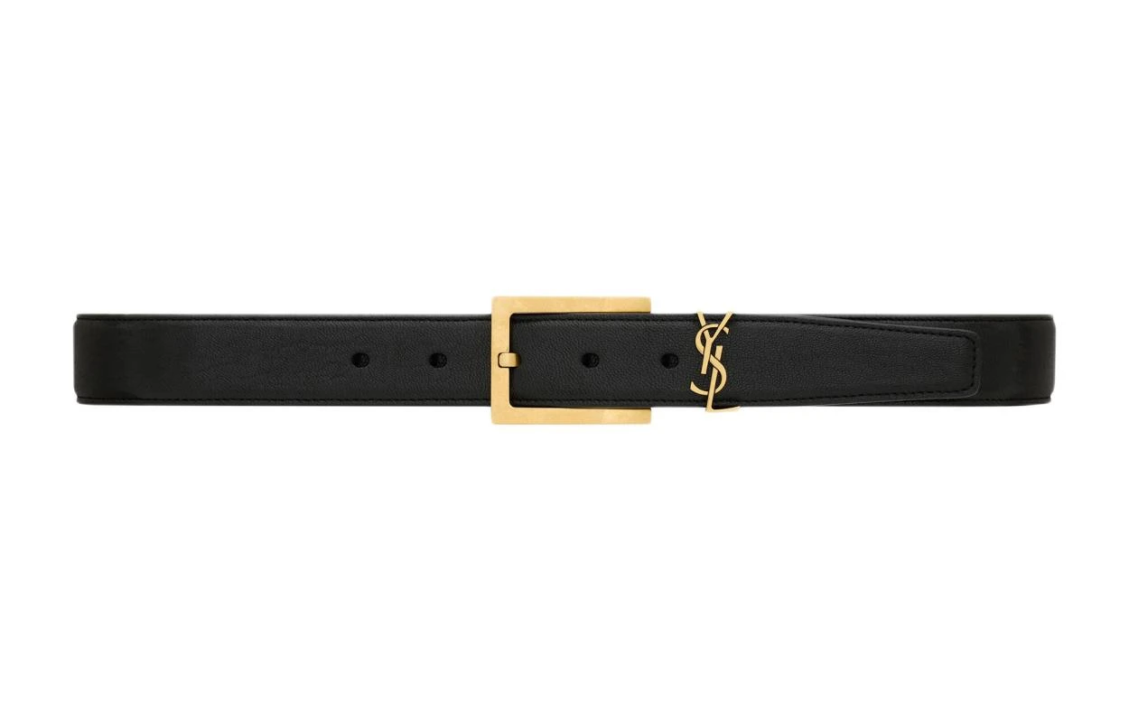 商品[国内直发] Yves Saint Laurent|圣罗兰 字母Logo 皮带 男女同款情侣款 黑色 宽3CM,价格¥4377,第1张图片