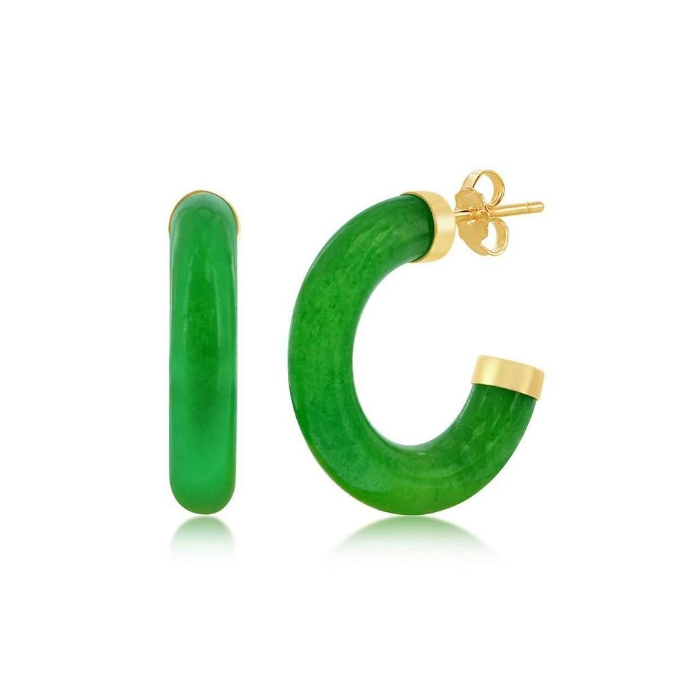 商品Simona|14K Yellow Gold, 19mm Hoop Jade Earrings,价格¥2362,第1张图片