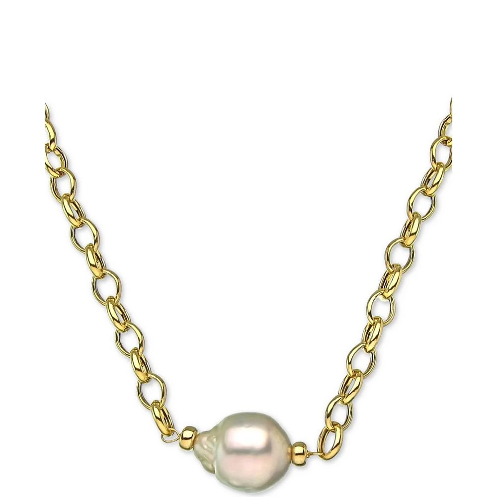 商品Macy's|Cultured White South Sea Baroque Pearl (11mm) 19" Pendant Necklace in 18k Gold-Plated Sterling Silver,价格¥2534,第1张图片