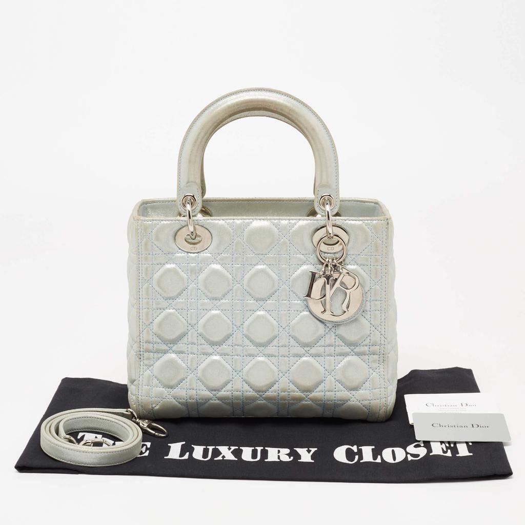 Dior Light Blue Shimmer Suede Medium Lady Dior Tote商品第10张图片规格展示
