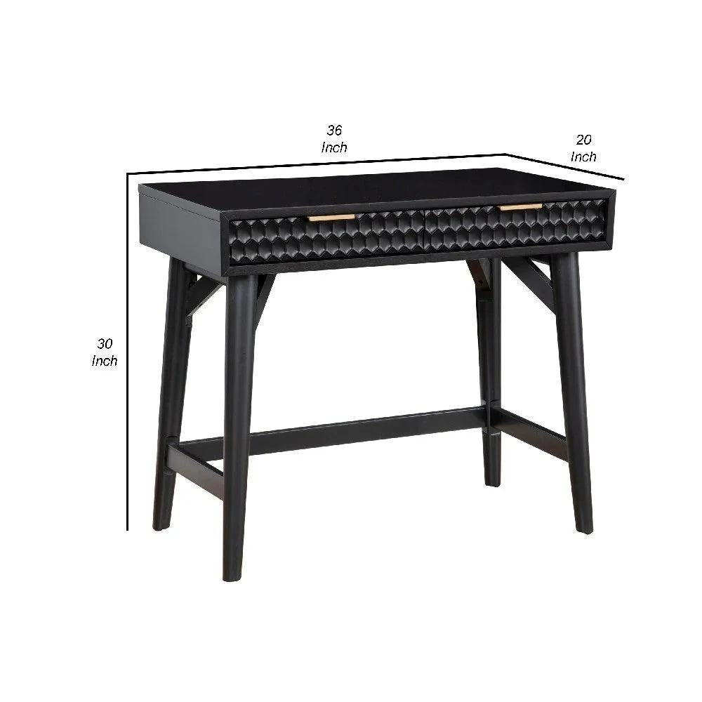 商品FurnizzeMe|Writing Desk with 2 Drawers and Wooden Frame, Black,价格¥11826,第4张图片详细描述