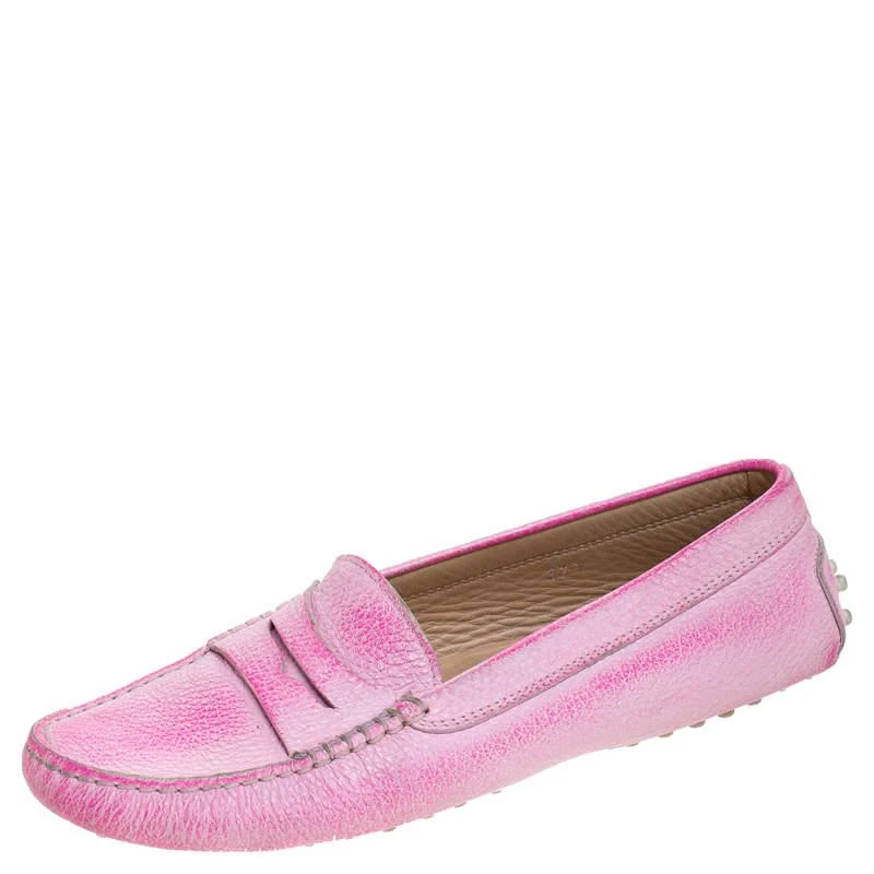 商品[二手商品] Tod's|Tod's Pink Leather Penny Slip On Loafers Size 37.5,价格¥1511,第1张图片