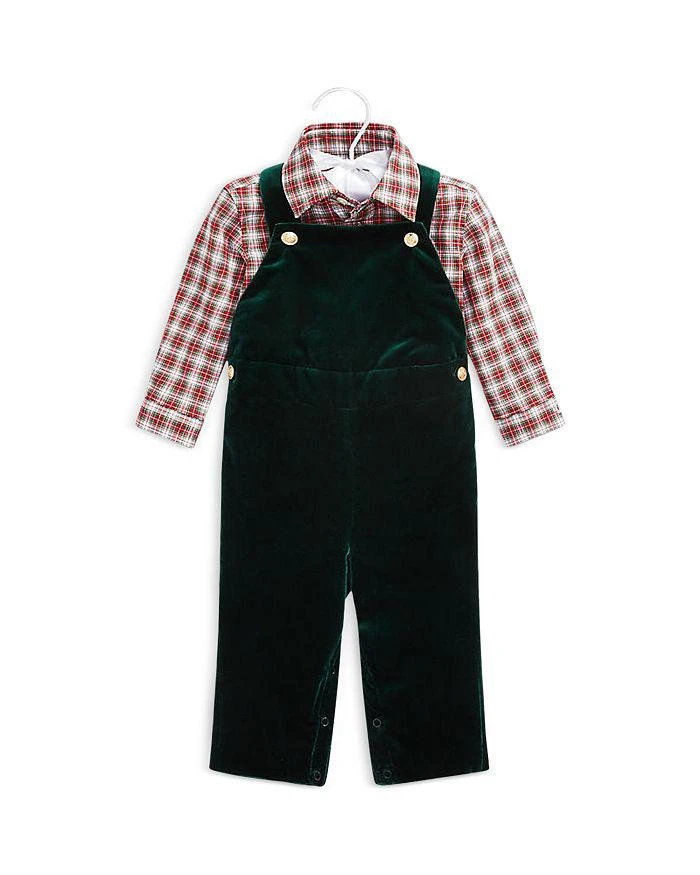 商品Ralph Lauren|Boys' Plaid Shirt & Velvet Overalls Set - Baby,价格¥778,第1张图片