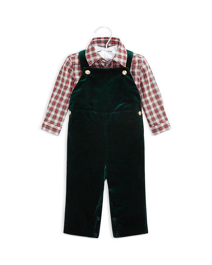 商品Ralph Lauren|Boys' Plaid Shirt & Velvet Overalls Set - Baby,价格¥1316,第3张图片详细描述