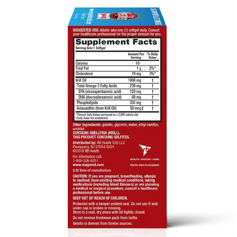 商品MegaRed|Ultra Strength Softgels, Omega-3 Krill Oil Supplement,价格¥334,第2张图片详细描述