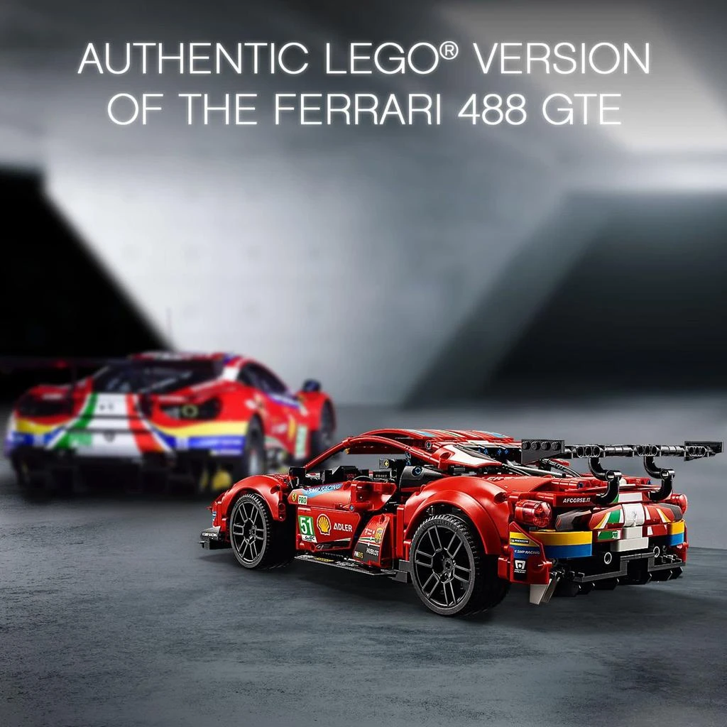 商品LEGO|LEGO Technic Ferrari 488 GTE “AF Corse #51” 42125 - Champion GT Series Sports Race Car, Exclusive Collectible Model Kit, Collectors Set for Adults to Build,价格¥2081,第4张图片详细描述