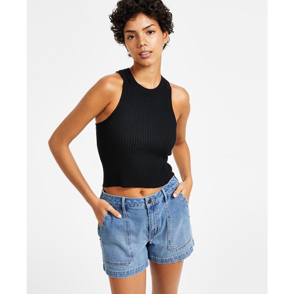 商品Calvin Klein|Women's Mid Rise Utility Denim Shorts,价格¥421,第6张图片详细描述