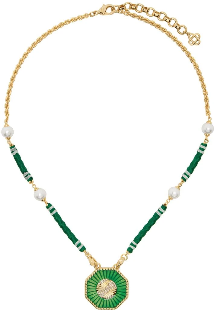 商品Casablanca|Gold & Green Crystal Tennis Ball Necklace,价格¥1584,第1张图片