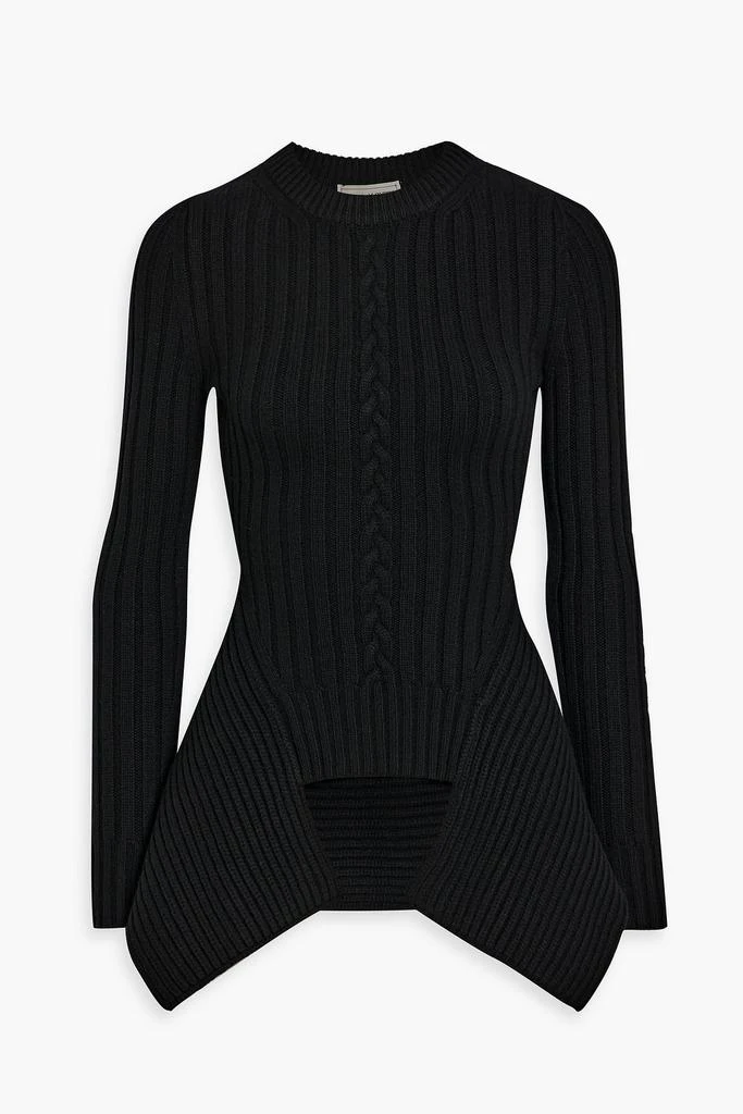 商品Alexander McQueen|Cable-knit wool and cashmere-blend peplum sweater,价格¥3245,第1张图片