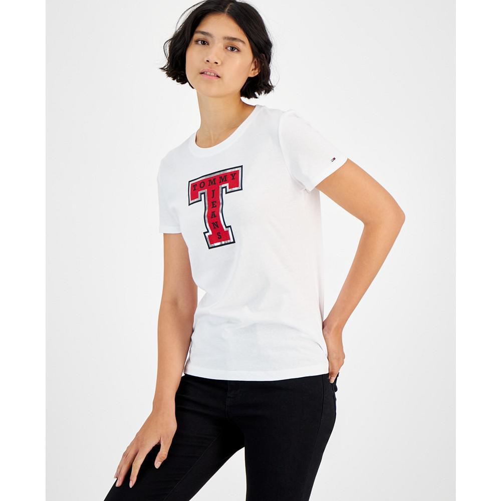 商品Tommy Jeans|Women's Short-Sleeve Foiled Logo T-Shirt,价格¥145,第1张图片