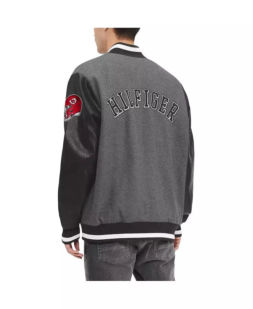 商品Tommy Hilfiger|Men's Heather Gray, Black Kansas City Chiefs Gunner Full-Zip Varsity Jacket,价格¥1234,第2张图片详细描述