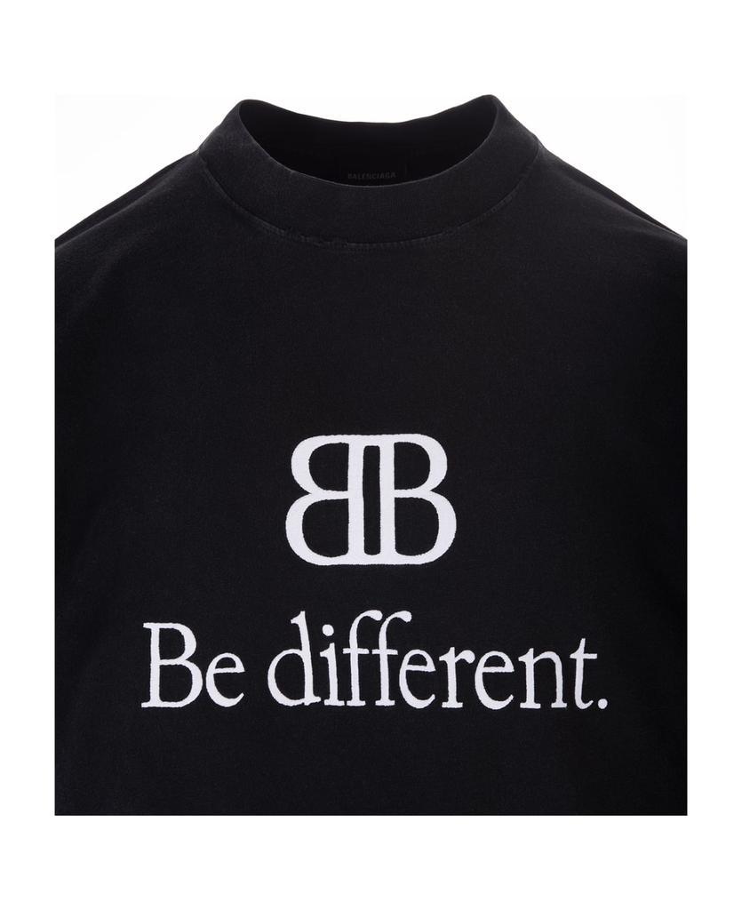 商品Balenciaga|Woman Bb Be Different Large Fit T-shirt In Black,价格¥2923,第5张图片详细描述