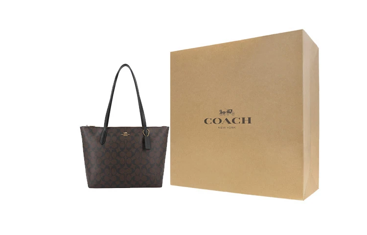 商品[国内直发] Coach|蔻驰 Zip Top 30 老花 PVC 托特包Tote包购物袋单肩包 大号 女款 深棕色,价格¥1228,第11张图片详细描述