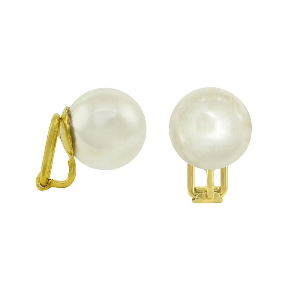 商品Majorica|18k Gold over Sterling Silver Earrings, Organic Man-Made Pearl Clip On Earrings,价格¥748,第1张图片