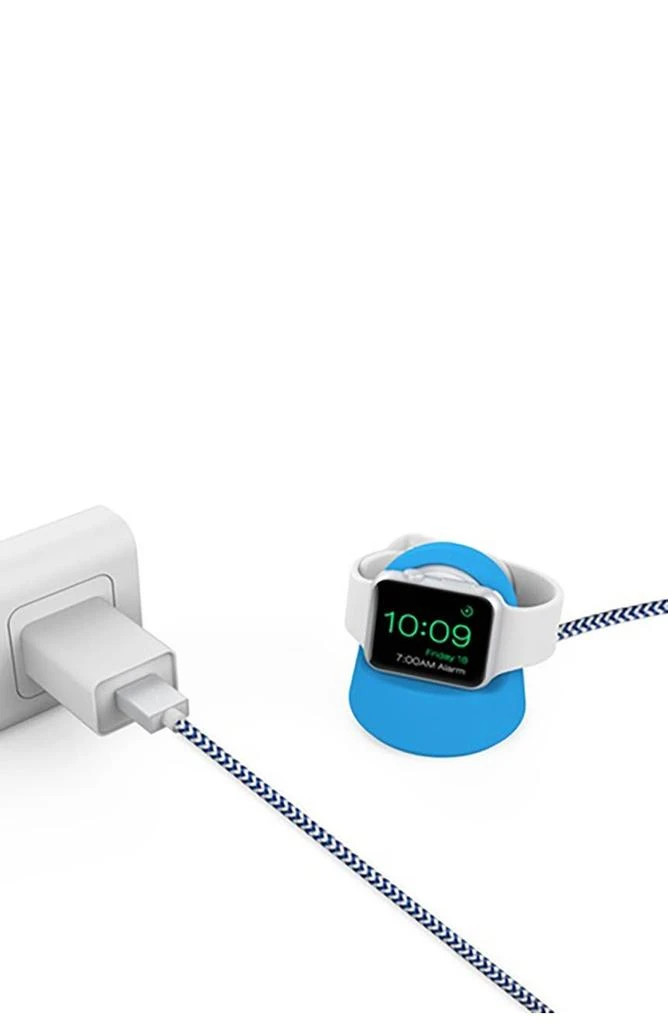 商品The Posh Tech|Blue/White Certified 5Ft Braided Apple Watch Charging Cable & Stand 2-Piece Set,价格¥287,第2张图片详细描述
