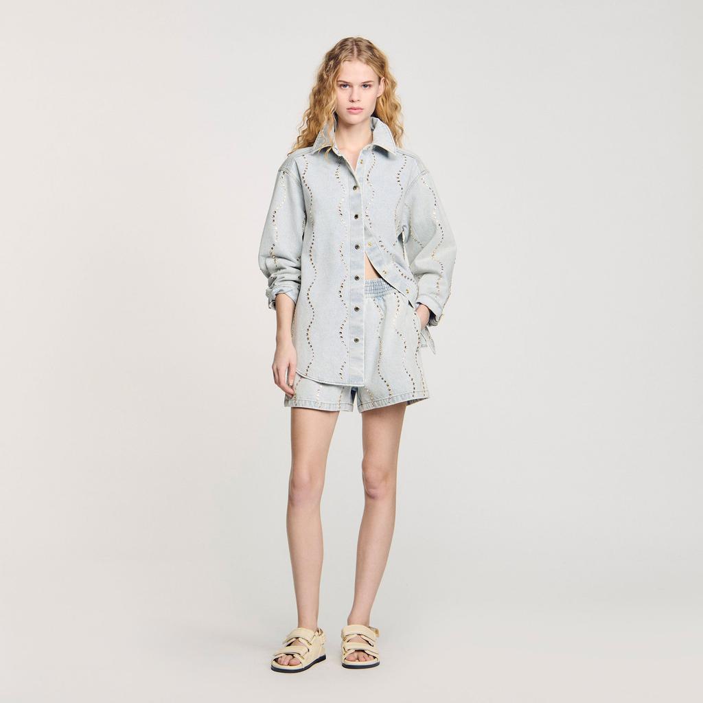 Shop Denim shirt with rhinestones on Sale at BeyondStyle