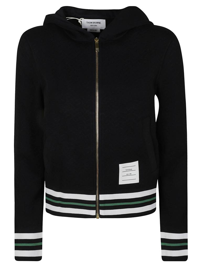 Thom Browne Cricket Stripe Rib Trim Varsity Zip Hoodie商品第1张图片规格展示