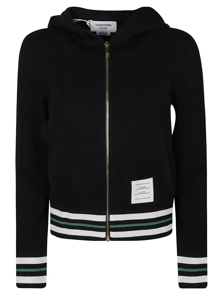 商品Thom Browne|Thom Browne Cricket Stripe Rib Trim Varsity Zip Hoodie,价格¥5041,第1张图片