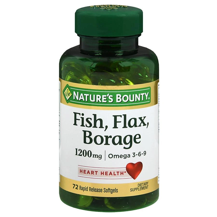 商品Nature's Bounty|Fish, Flax, Borage 1200 mg Dietary Supplement Softgels,价格¥135,第1张图片