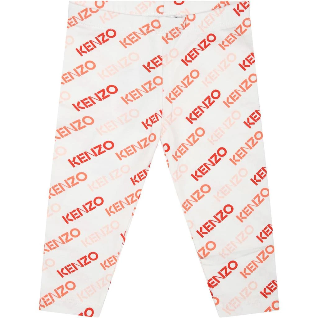 商品Kenzo|White Leggings For Baby Girl With All-over Logo,价格¥841,第1张图片