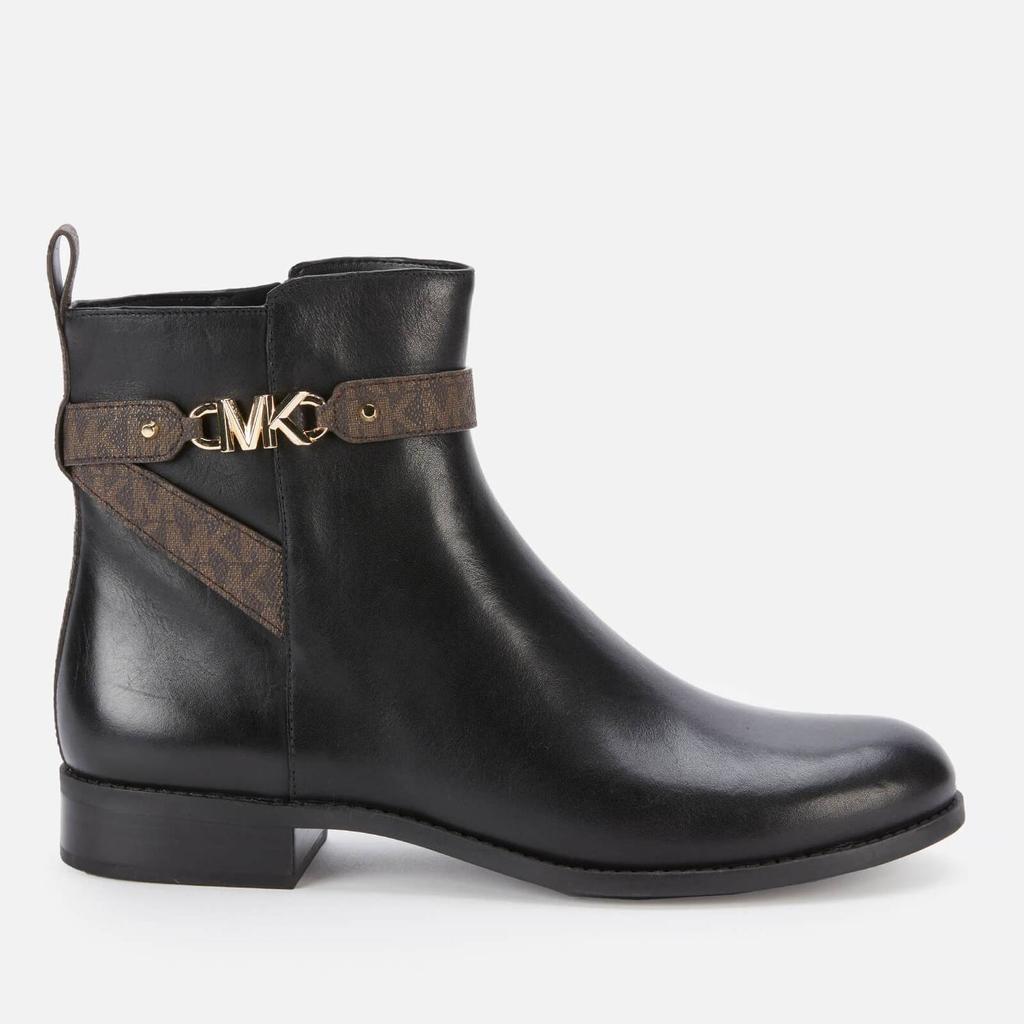 商品Michael Kors|MICHAEL Michael Kors Women's Farrah Leather Flat Ankle Boots - Black,价格¥942,第1张图片