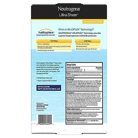 Neutrogena Neutrogena Ultra Sheer Body Mist Sunscreen Spray, SPF 70 (5 oz., 3 pk.) 2