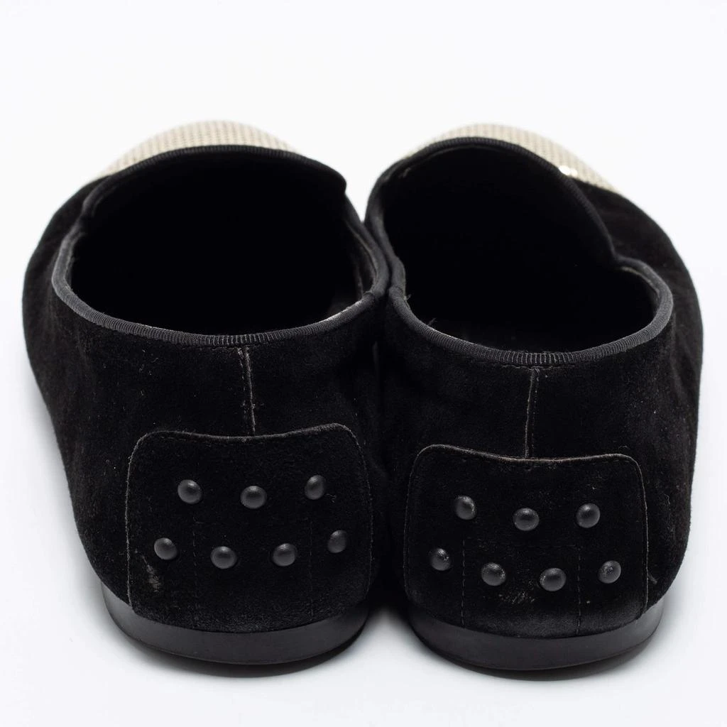 商�品[二手商品] Tod's|Tod's Black/Gold Suede and Sequins Embellished Cap-Toe Slip-On Loafers Size 37.5,价格¥1549,第5张图片详细描述