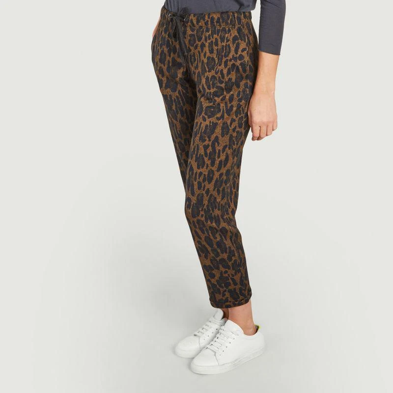 商品MAJESTIC FILATURES|7/8th cotton and cashmere leopard print pants Camel Majestic Filatures,价格¥1106,第2张图片详细描述