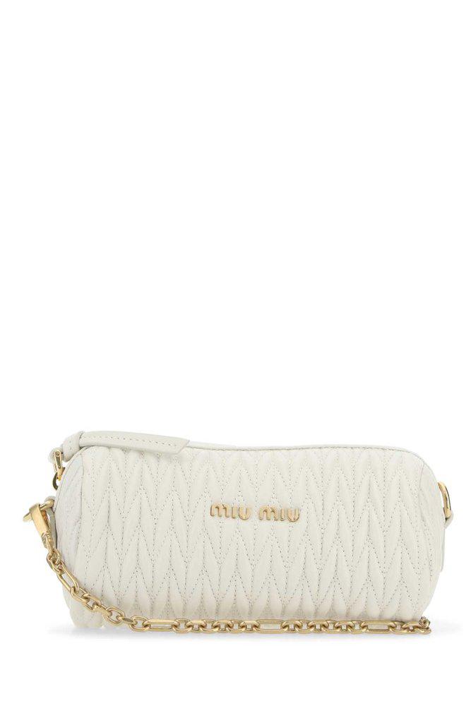 Miu Miu Matelassé Logo Plaque Shoulder Bag商品第1张图片规格展示