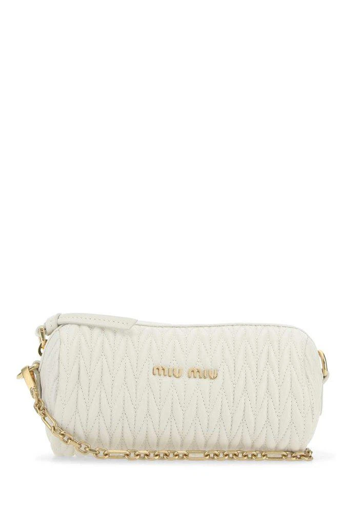 商品Miu Miu|Miu Miu Matelassé Logo Plaque Shoulder Bag,价格¥5958,第1张图片