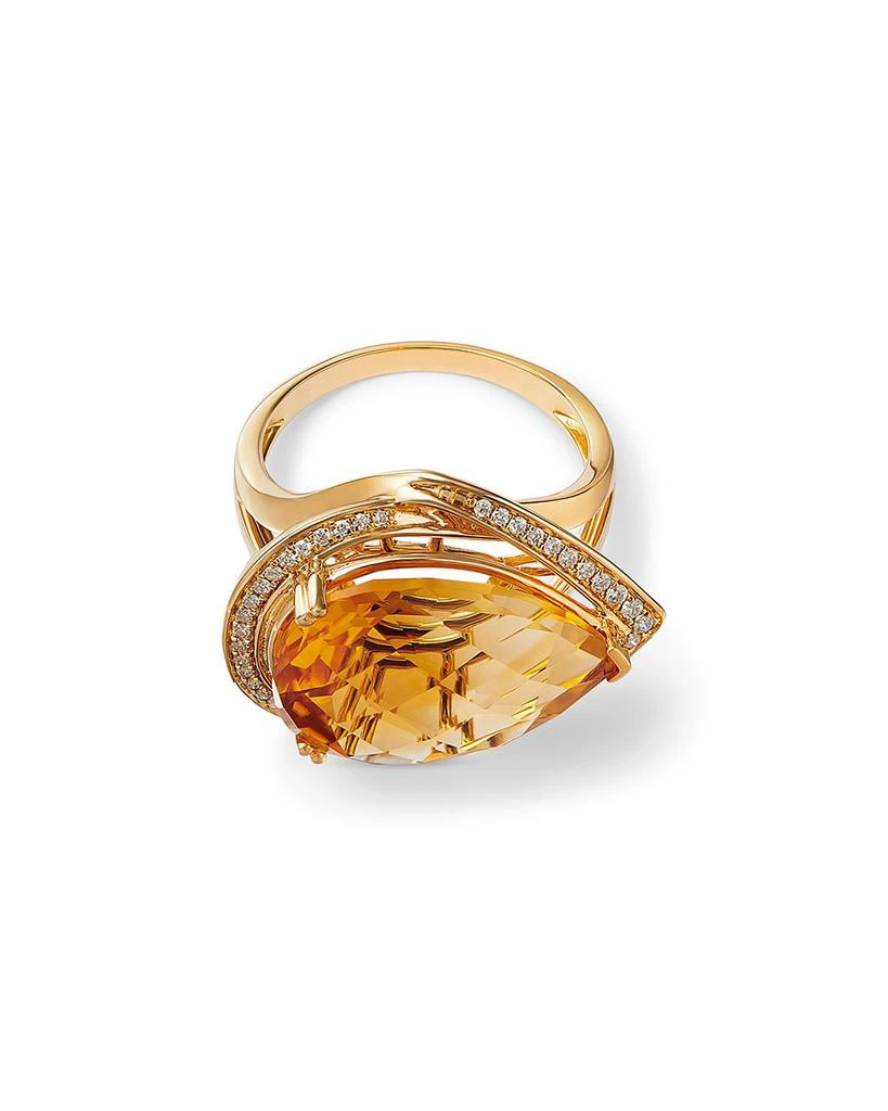 Citrine & Diamond Pear Shaped Ring in 14K Yellow Gold 商品