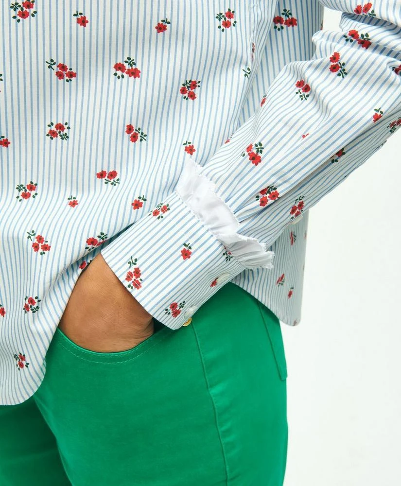 商品Brooks Brothers|Cotton Poplin Ruffled Floral Shirt,价格¥323,第3张图片详细描述