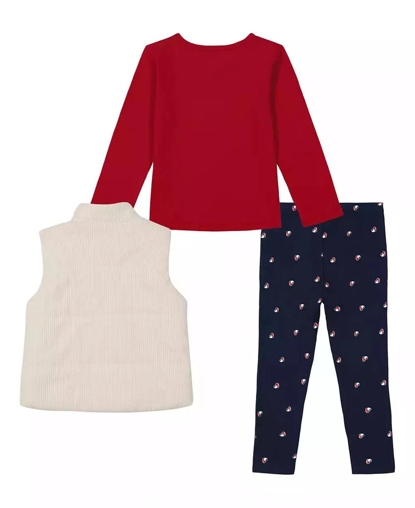 商品Tommy Hilfiger|Toddler and Little Girls Long Sleeve Logo Tee, Corduroy Vest and Printed Leggings, 3 Piece Set,价格¥268,第2张图片详细描述