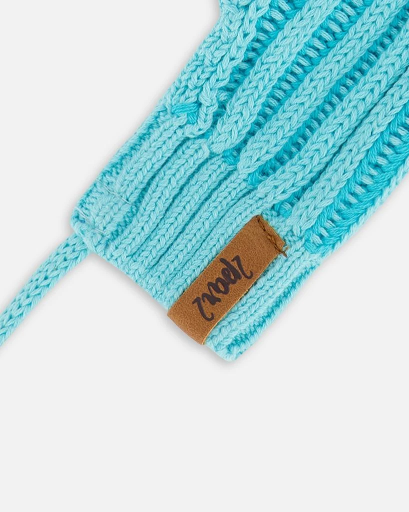 商品Deux par Deux|Knit Mittens With Cord Turquoise,价格¥167,第3张图片详细描述