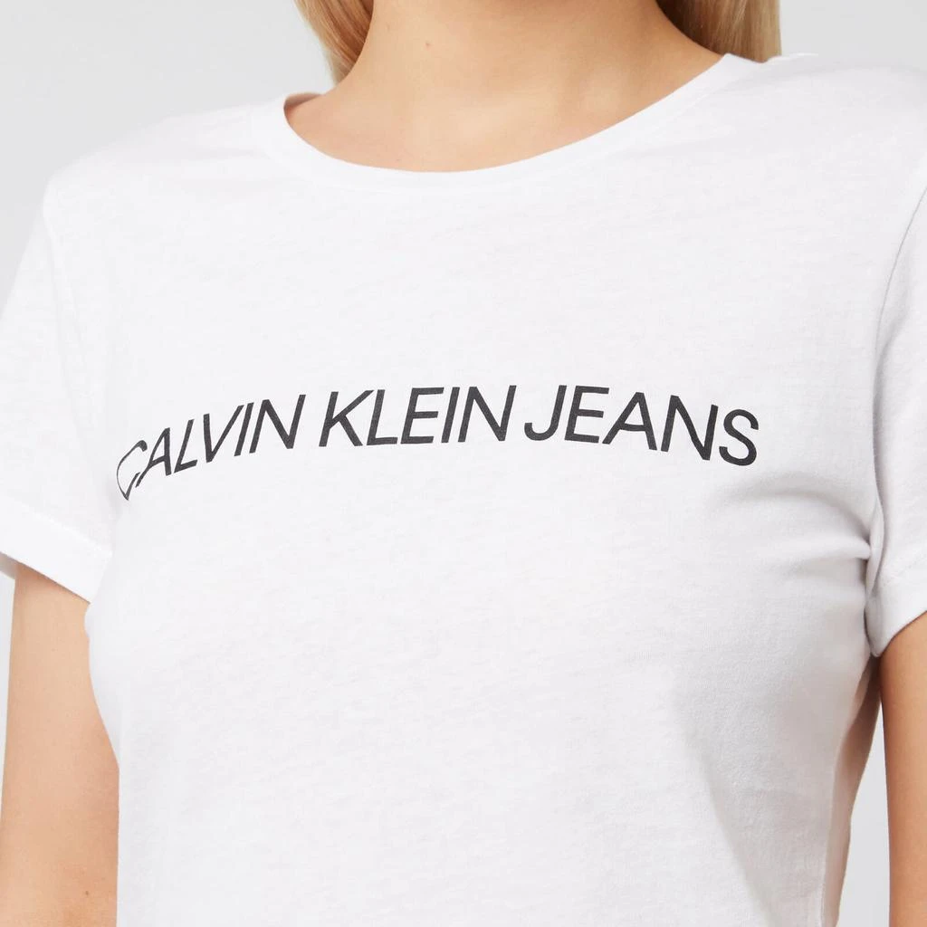 商品Calvin Klein|Calvin Klein Jeans Women's Institutional Logo Slim Fit T-Shirt - Bright White,价格¥118,第4张图片详细描述