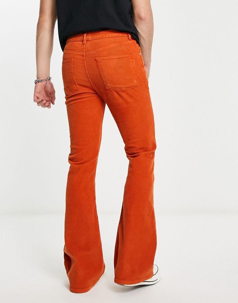 ASOS DESIGN flare jeans in rust stretch corduroy商品第2张图片规格展示