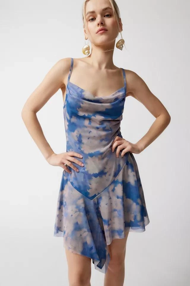 商品Urban Outfitters|UO Meghan Mesh Cowl Neck Mini Dress,价格¥369,第1张图片详细描述