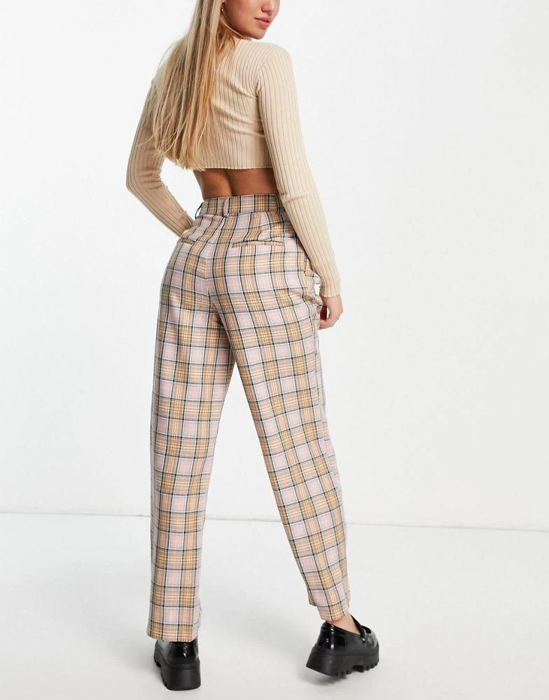商品Y.A.S.|Y.A.S checked wide leg trouser co-ord in stone,价格¥157,第3张图片详细描述