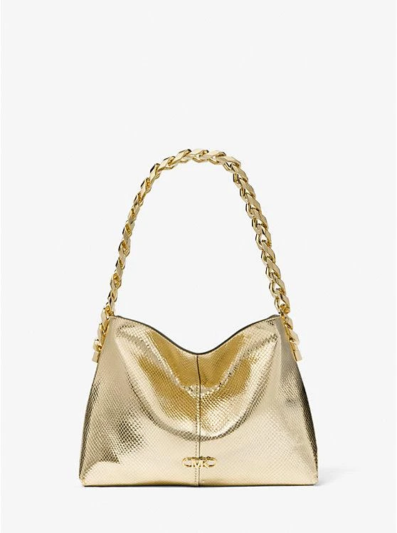 商品Michael Kors|Jordyn Small Metallic Snake Embossed Leather Shoulder Bag,价格¥2967,第1张图片