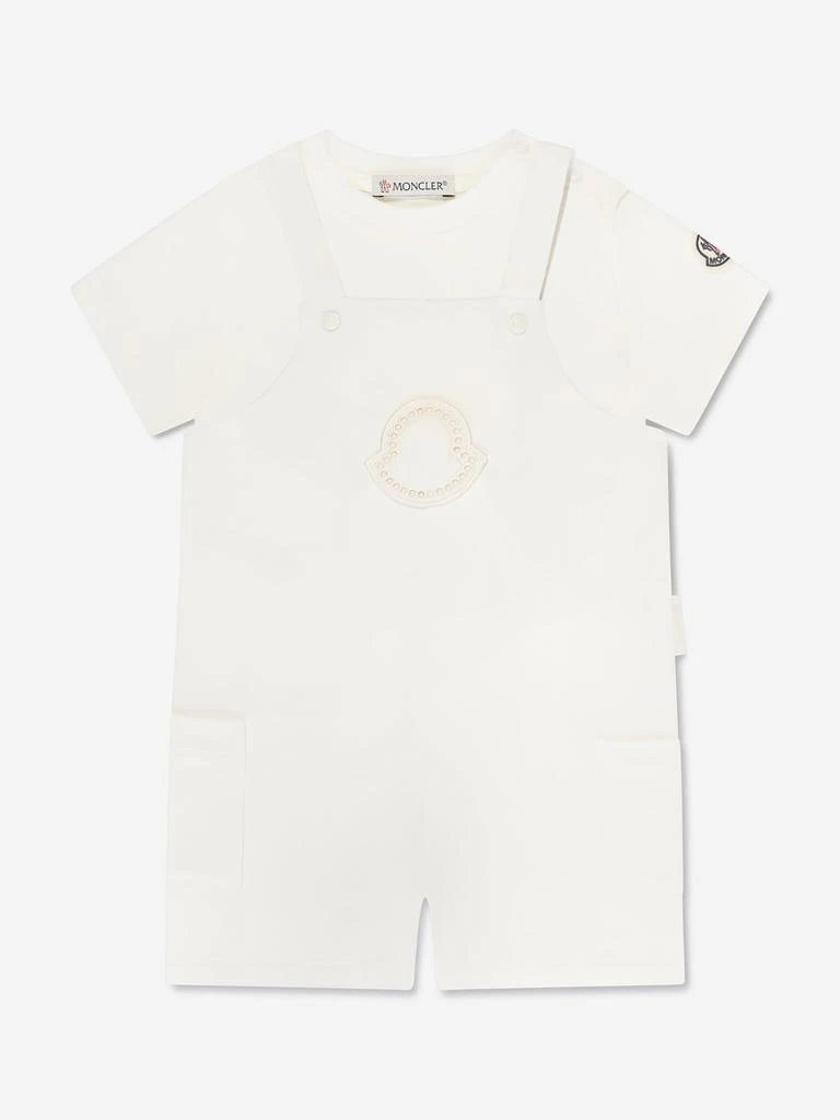 商品Moncler|Moncler Enfant Baby Girls Logo Romper in Ivory,价格¥2170,第1张图片