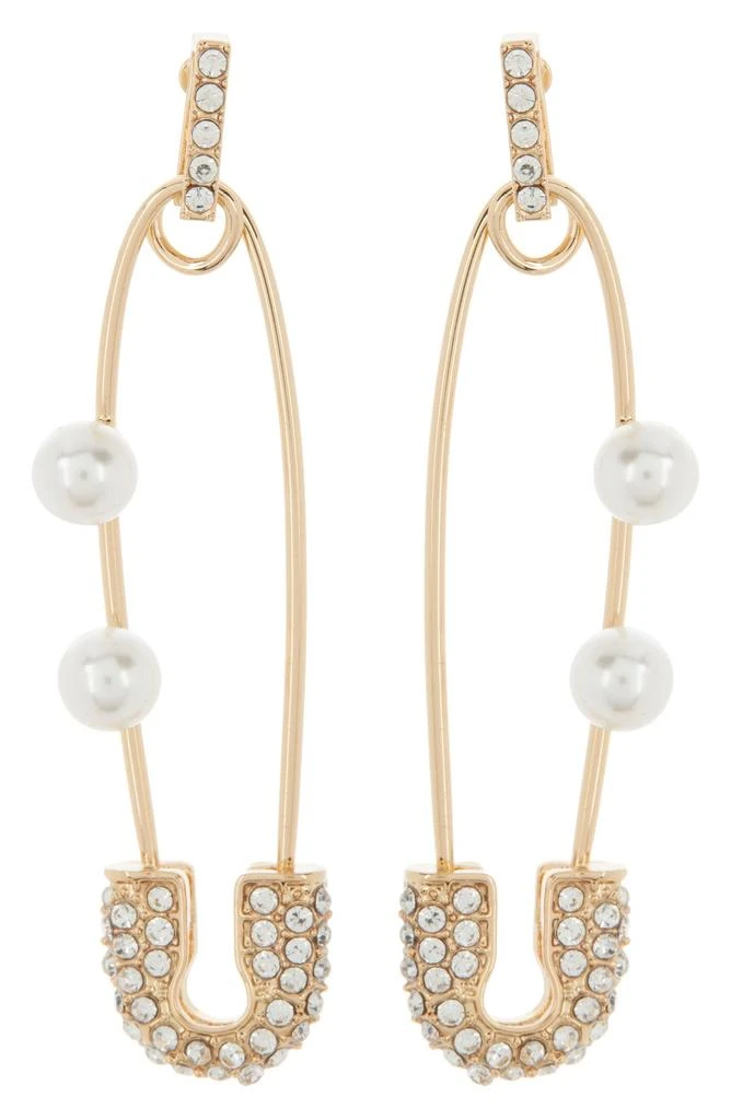 商品Tasha|Crystal & Imitation Pearl Safety Pin Earrings,价格¥34,第1张图片