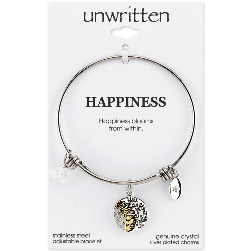 商品Unwritten|"You are My Sunshine" Sunflower Bangle Bracelet in Stainless Steel and Silver-Plate,价格¥105,第4张图片详细描述