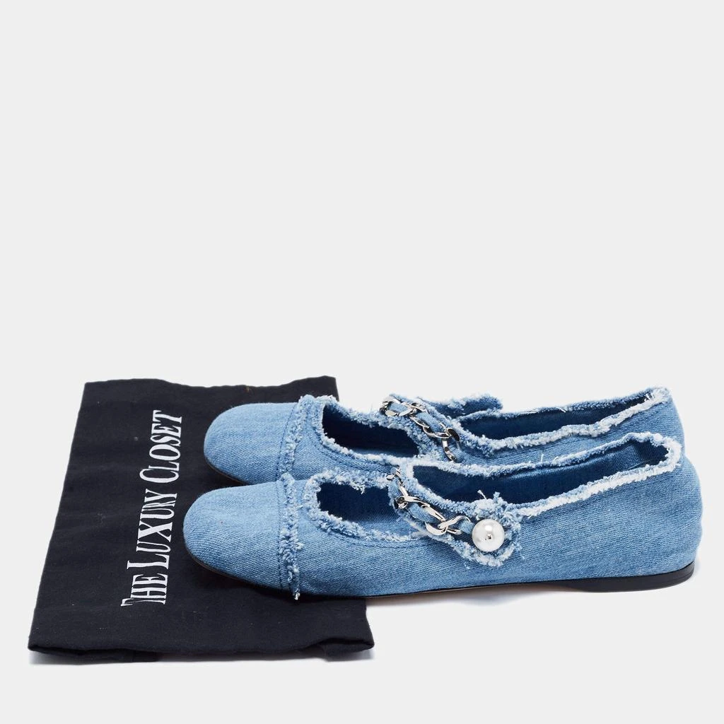  Miu Miu Blue Denim Chain Strap Mary Jane Ballet Flats Size 40 商品