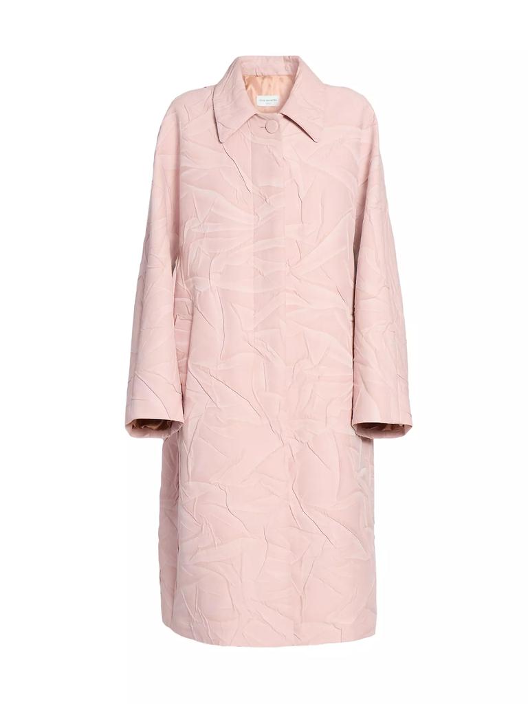 【関税&送料込】Dries Van Noten Dark Pink Cupro Blend Voly J Dries Van Noten Swishy Shabby Pink Multi Fringed Coat Dress