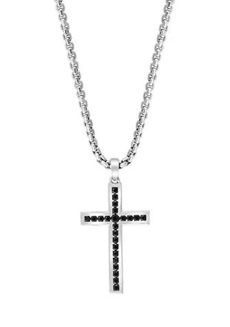 商品Effy|Mens 7 8 Ct. T.w.  Black Spinel Cross Pendant Necklace In Sterling Silver,价格¥6130,第1张图片