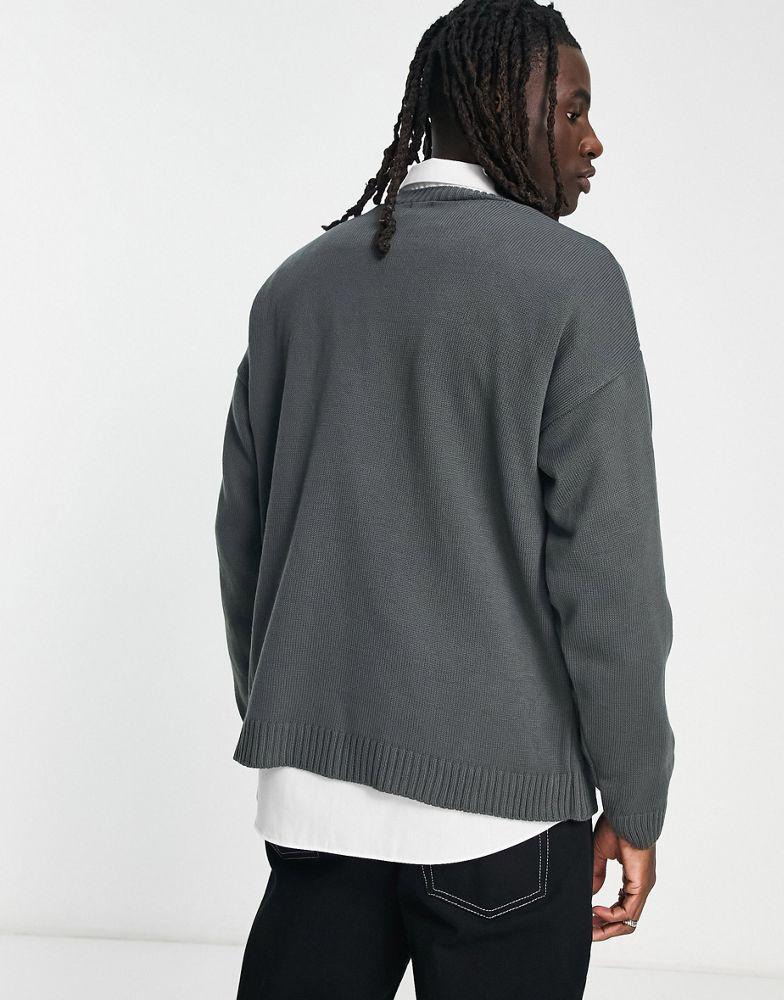 商品ASOS|ASOS DESIGN Punk Mickey oversized knitted jumper In grey,价格¥276,第4张图片详细描述