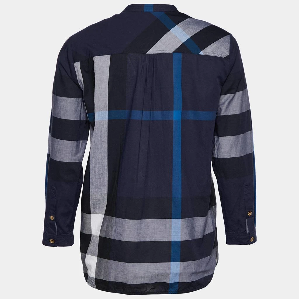 商品[二手商品] Burberry|Burberry Brit Navy Blue Giant Check Cotton Ruffled Button Front Blouse S,价格¥815,第2张图片详细描述